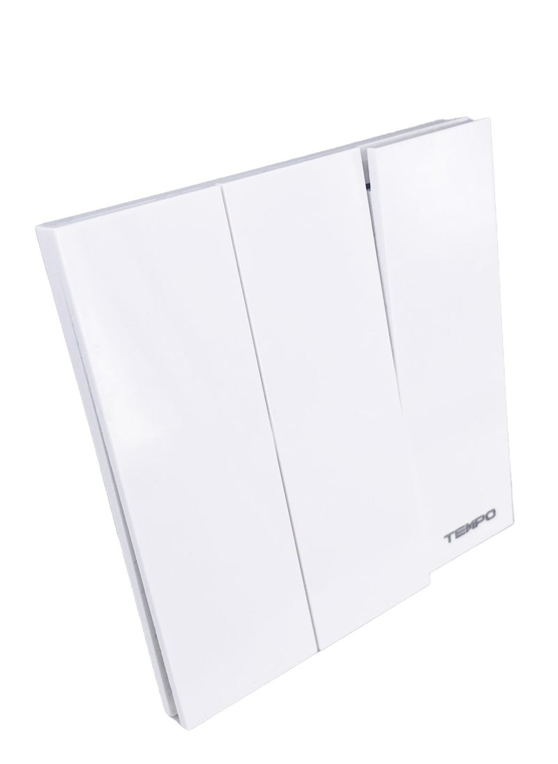 TEMPO 3 Gang 1 Way Switch white Slim Piano  - Image 2