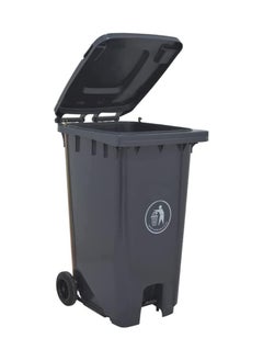 VINSTAR 240 Ltr  Grey Outdoor Waste Center Pedal Bins, Garbage Can Container With Attached Lid & Two Wheeled - High Density Polyethylene (HDPE) Heavy-Duty  - Image 2