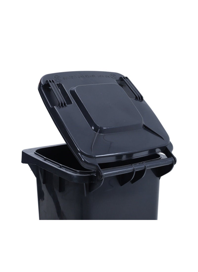 VINSTAR 240 Ltr  Grey Outdoor Waste Center Pedal Bins, Garbage Can Container With Attached Lid & Two Wheeled - High Density Polyethylene (HDPE) Heavy-Duty  - Image 4