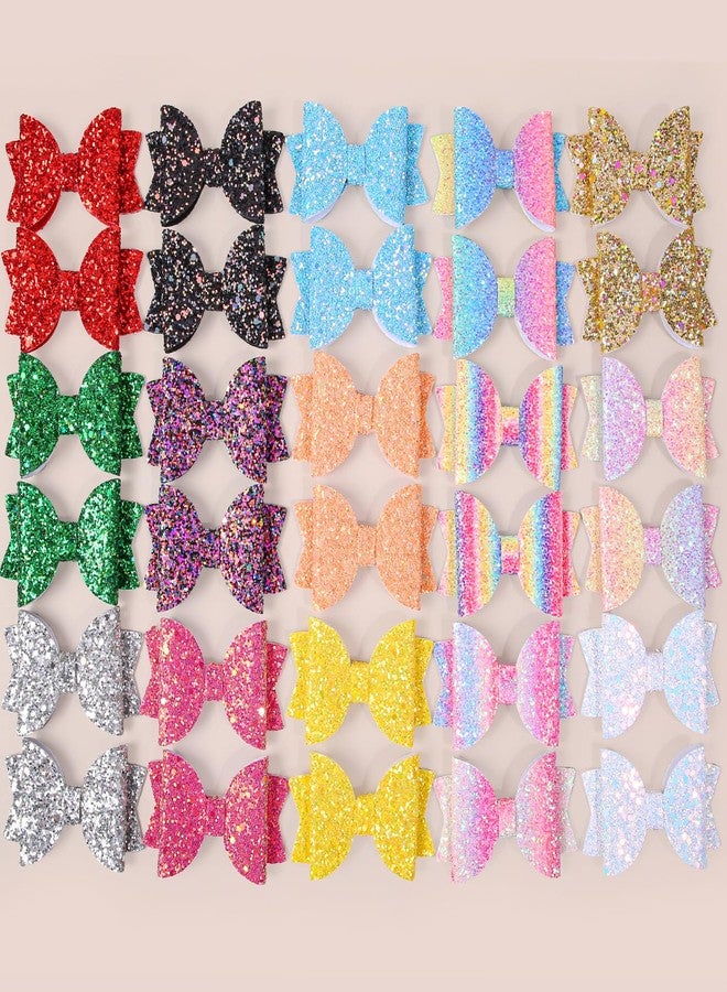 XIMA Glitter Hair Bows Clips, 3 Inch 30 Pieces(15Pairs), Sparkly Sequin Hair Clips, Multi-Color Bow Accessories for Gilrs Kids Childrens Toddlers and Women - Image 3