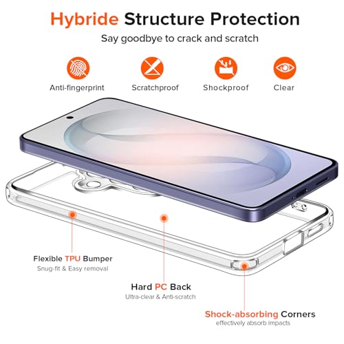 ivoler 3-in-1 Case for Samsung Galaxy S26 Plus 6.7” with 2 Pack Tempered Glass Screen Protector[Full Coverage], [Military Grade Protection] Slim Phone Bumper Cover Clear [Non-Yellowing] - Image 3