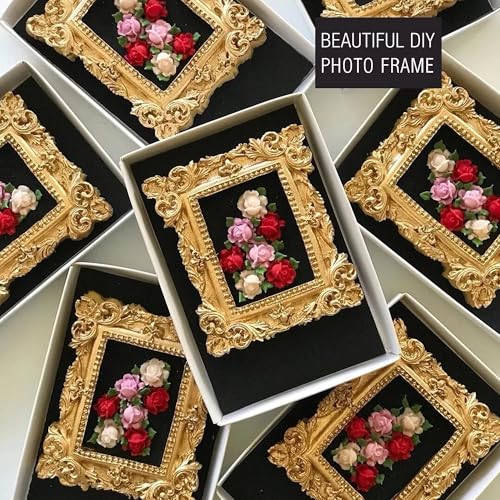 AIMEIKI Silicone Frame Mold, 4 Pcs Frame Chocolate Fondant Molds Vintage Baroque Photo Frame Molds for Chocolate Cake Decorating Cupcake Topper Candy Polymer Clay - Image 4