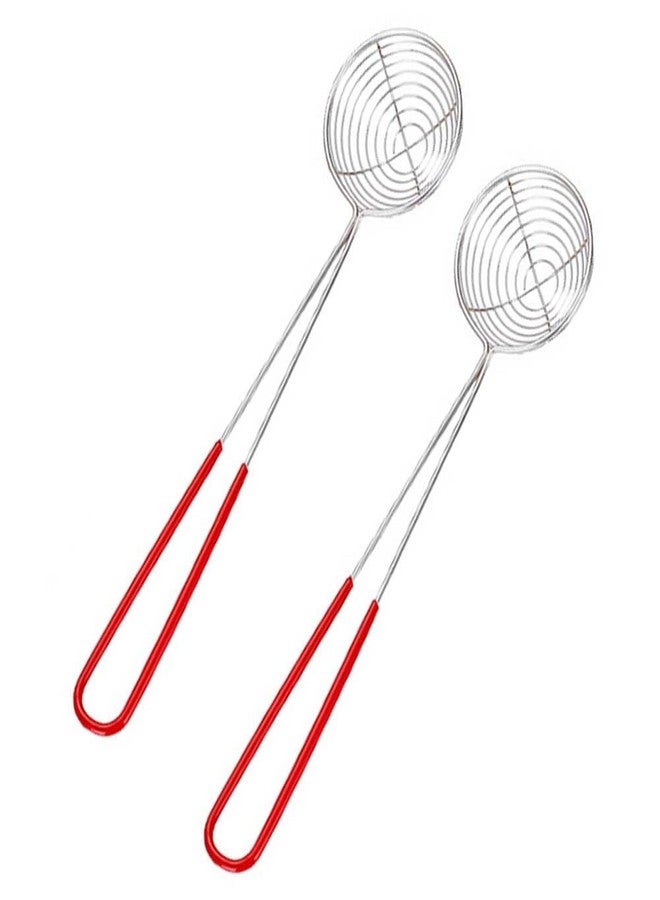 Teensery 2 Pcs Hot Pot Strainer Spoon Stainless Steel Slotted Spoon Boba Pearl Spoon Ladle Small Wire Skimmer Scoop Kitchen Utensil with Handle for Frying and Cooking - Image 1
