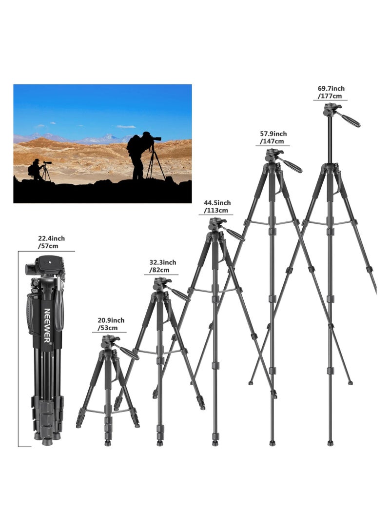 نيوير NEEWER 70'' حامل كاميرا أحادي القوائم من سبائك الألمنيوم مع رأس بان (أسود) - Image 5