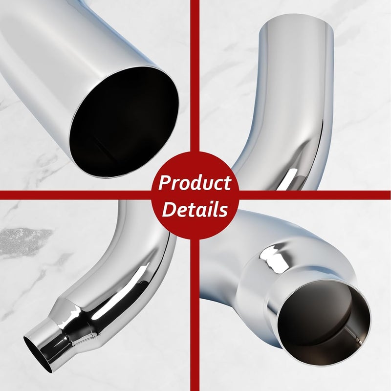 BIGREAT 4 Inch Chrome Plated Diesel Exhaust Elbow Tip - 4'' Inlet, 6'' Outlet, 23'' Length - Image 3