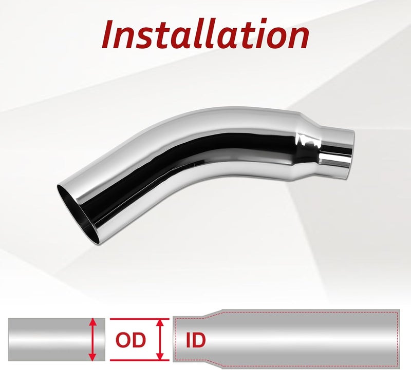 BIGREAT 4 Inch Chrome Plated Diesel Exhaust Elbow Tip - 4'' Inlet, 6'' Outlet, 23'' Length - Image 4
