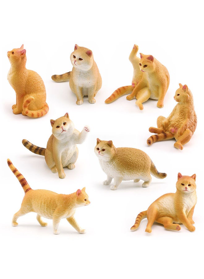 Children's Mini Simulation Pet Cat Model Orange Cat Fat Cat British Short-haired Cat Pastoral Cat Decorative Ornaments-Color:8 Yellow Cats 245g  - Image 1