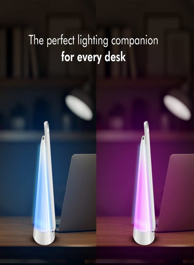 ويبرو مصباح طاولة LED من ويبرو بقوة 6 واط، مزود بثلاثة مستويات لتعتيم الإضاءة، وإضاءة محيطية، وستة خيارات للألوان، مع رقبة قابلة للتعديل | مصباح طاولة متعدد الأغراض للدراسة | مصباح مكتب متوافق مع USB | مصنوع من مادة ABS، عبوة من قطعة واحدة - Image 3