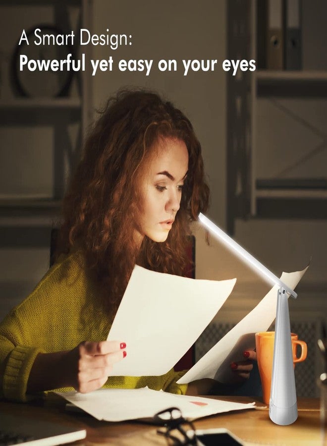 ويبرو مصباح طاولة LED من ويبرو بقوة 6 واط، مزود بثلاثة مستويات لتعتيم الإضاءة، وإضاءة محيطية، وستة خيارات للألوان، مع رقبة قابلة للتعديل | مصباح طاولة متعدد الأغراض للدراسة | مصباح مكتب متوافق مع USB | مصنوع من مادة ABS، عبوة من قطعة واحدة - Image 2