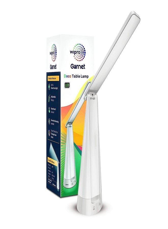 ويبرو مصباح طاولة LED من ويبرو بقوة 6 واط، مزود بثلاثة مستويات لتعتيم الإضاءة، وإضاءة محيطية، وستة خيارات للألوان، مع رقبة قابلة للتعديل | مصباح طاولة متعدد الأغراض للدراسة | مصباح مكتب متوافق مع USB | مصنوع من مادة ABS، عبوة من قطعة واحدة - Image 1