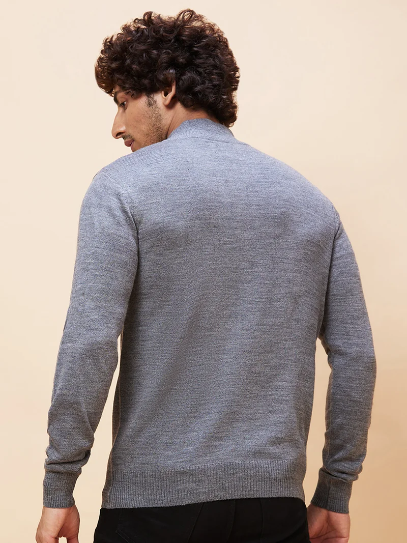 جلو باص بلوفر رجالي رمادي سادة كاجوال