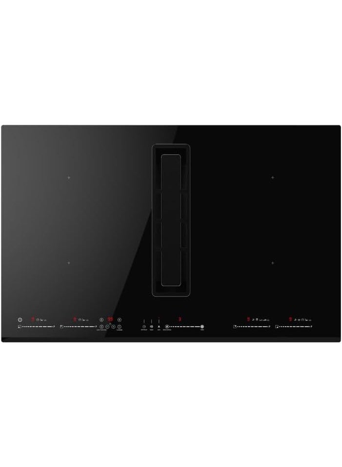 كيتشن لاين مسطح بلت إن، 80 سم، 4 شعلة سيراميك اندكشن، مع شفاط بلت بالمنتصف، تحكم تاتش، SF06W - اسود - Image 1