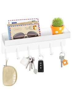 Arabest Wall Key Holder, Magnetic Key Rack with 6 Key Hooks, Stainless Steel Key Hook with Tray for Entryroom, Mudroom, Hallway, Kitchen, Office (White)  - Image 1