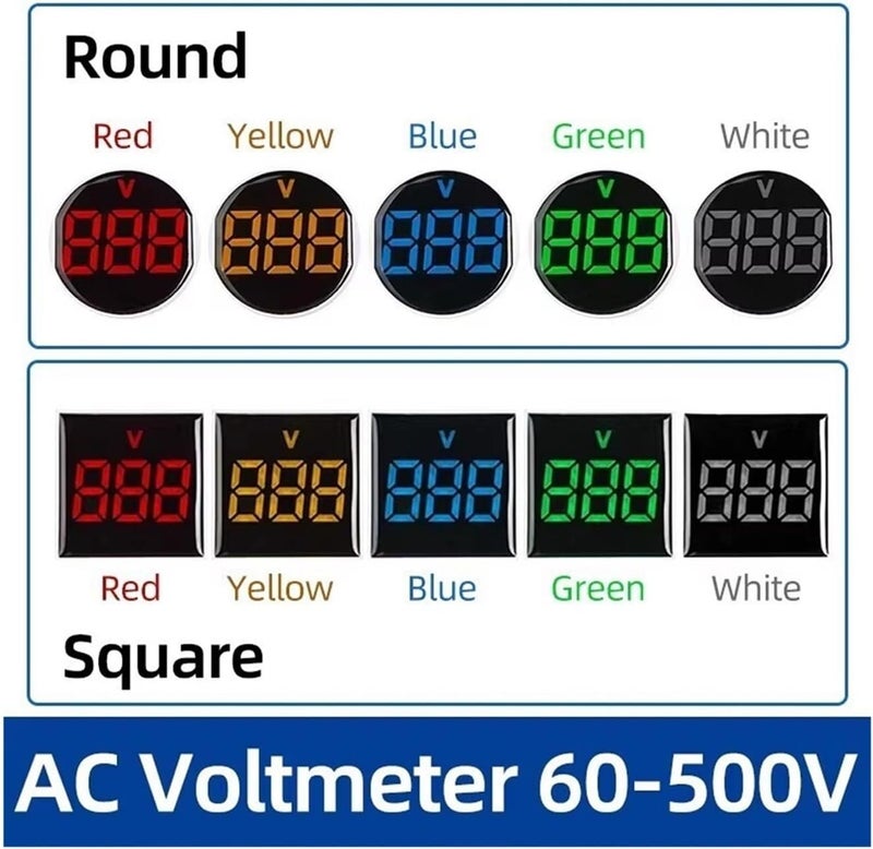 1pcs LED Power Indicator Light Signal Lamp Digital Display Square/Round Ammeter Voltmeter Thermometer Hertz Meter(R/E- D_Round) - Image 2