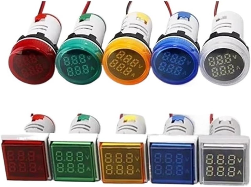 1pcs LED Power Indicator Light Signal Lamp Digital Display Square/Round Ammeter Voltmeter Thermometer Hertz Meter(R/E- D_Round) - Image 1