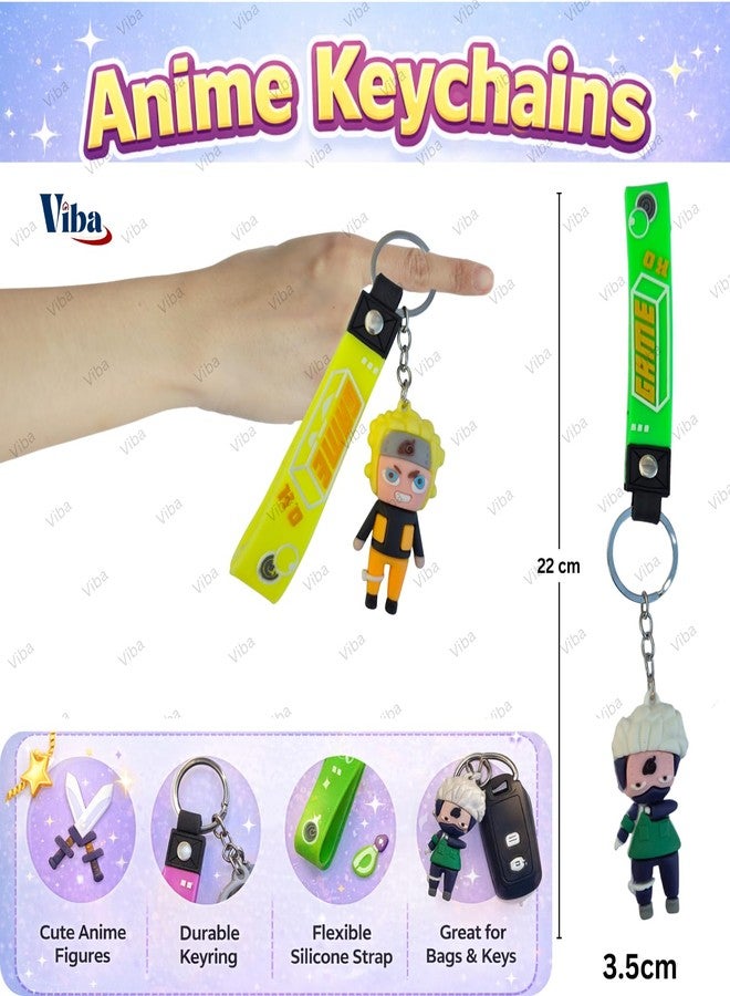 VIBA® Anime Ninja Keychain with Silicone Strap (Pack of 12) | Cute Anime Keyring for Kids & Teens | Birthday Return Gift & Party Favor - Image 3