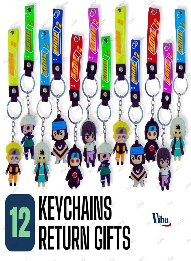 VIBA® Anime Ninja Keychain with Silicone Strap (Pack of 12) | Cute Anime Keyring for Kids & Teens | Birthday Return Gift & Party Favor - Image 2