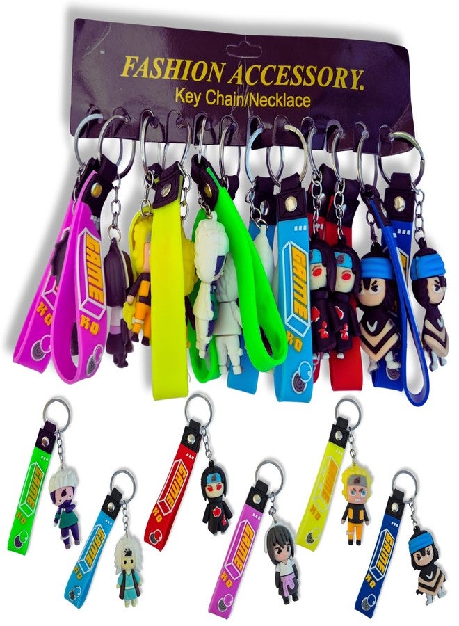 VIBA® Anime Ninja Keychain with Silicone Strap (Pack of 12) | Cute Anime Keyring for Kids & Teens | Birthday Return Gift & Party Favor - Image 1