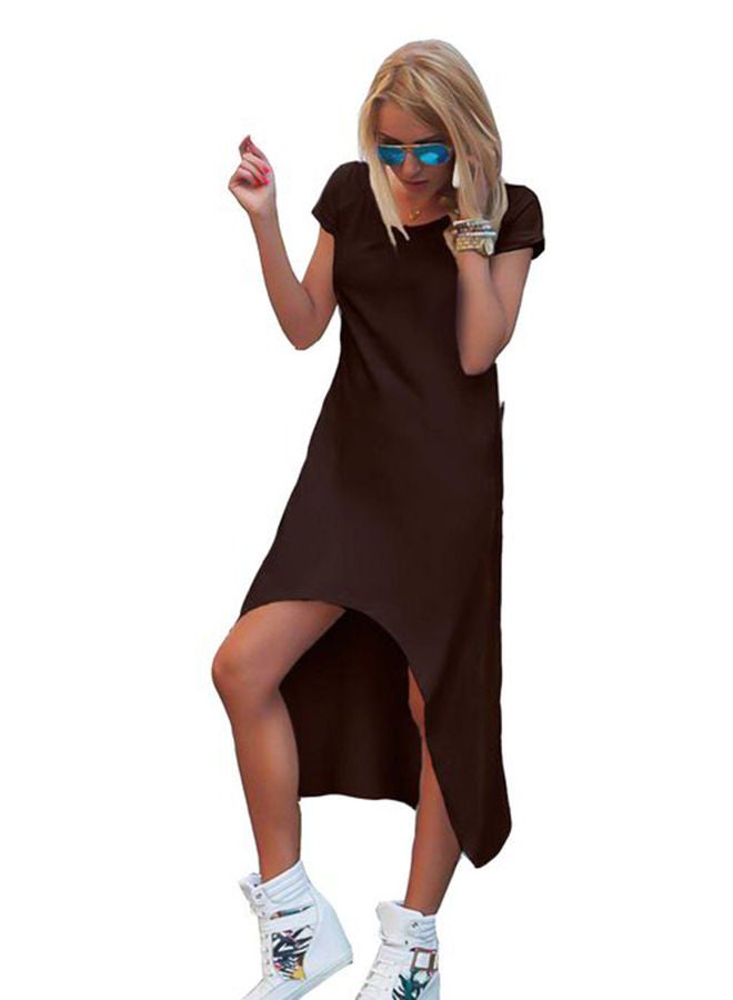 WOMEN`S SHORT DRESS WITH HALF SLEEVES AND SHORT FRONT