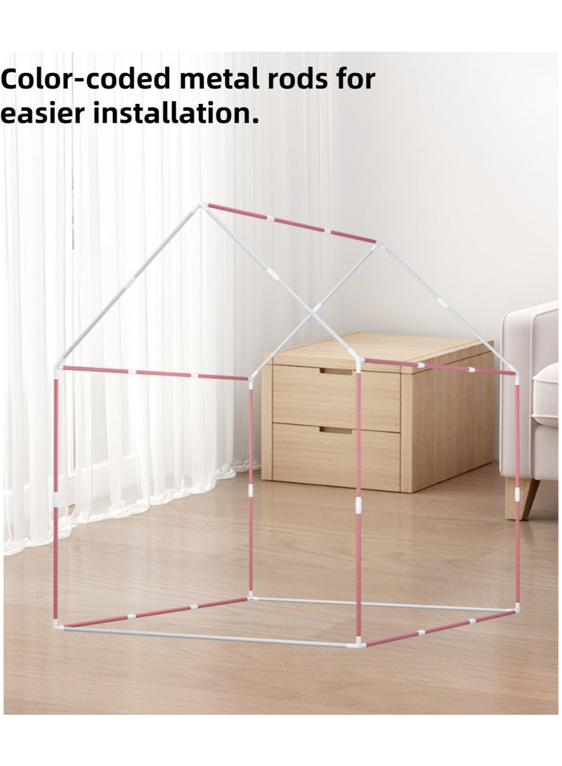 Kids Playhouse with LED Yarn Lights, Washable Foldable Play Tent with Windows, Indoors Outdoors Reading Corner Activity Center for Girls Boys, Ramadan Gift, Eid Gift  - Image 4