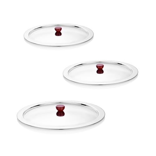 Embassy Stainless Steel Set of 6 Multipurpose Lid/Cover with Heat Resistant Knob | Size 15.5/18/21/23/25.5/28.5 cm | Cover for Utensils, Tava, Topes, Kadhai, Pots and Pans - Image 1