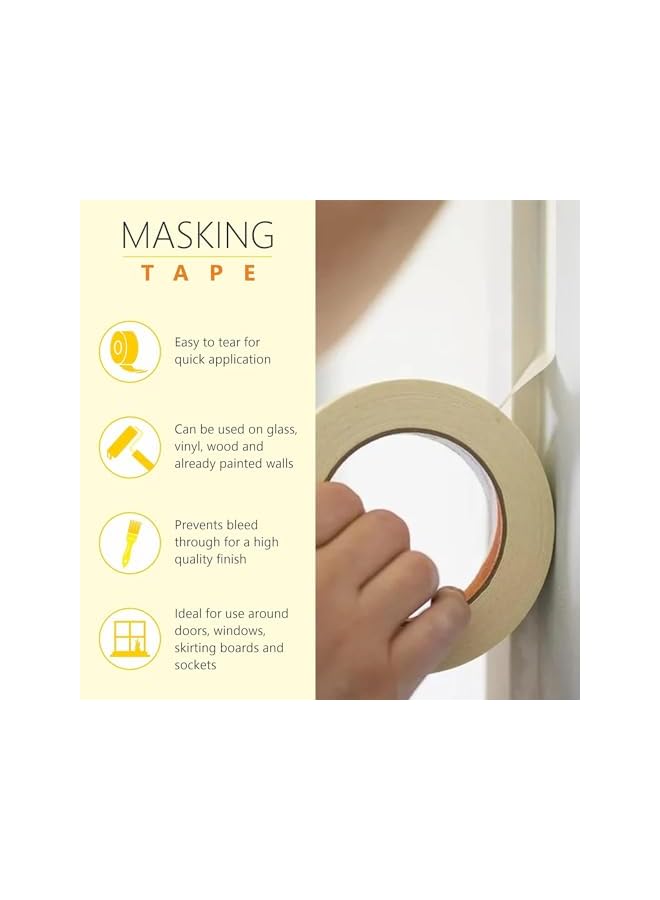 PROMASS promass 2 Inch x 50 Yards Masking Tape For Painting for Professional and DIY Painters Tape Ideal For Painting Tape Decorators Tape Perfect Low Tack Masking Tape - Value Pack of 6  - Image 3