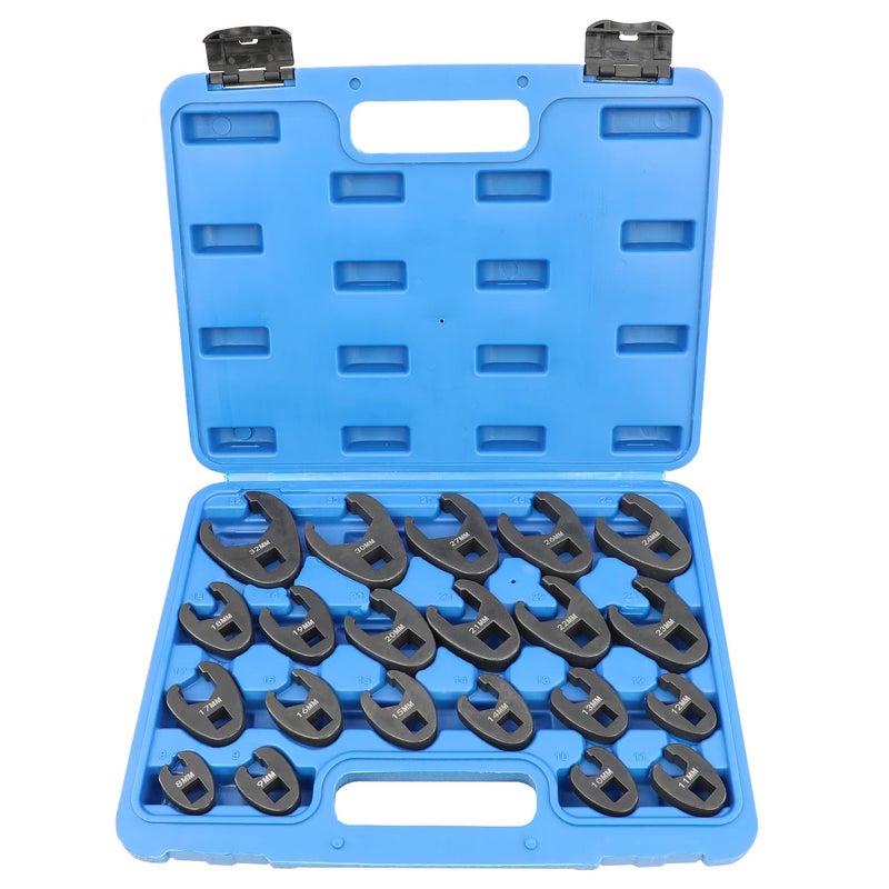 DPTOOL Crows foot Wrench Set 1/2" and 3/8â€ Drive Flare Nut Crowfoot Wrench Set Metric 8-32mm 6 Point Crows Feet Wrench Set 21Pcs Flare Nut Wrench Kit for Removing Nuts from hard-to-reach Areas - Image 1