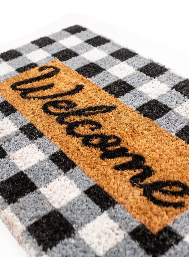 NINAMAR Buffalo Plaid Welcome Door Mat - Natural Coir - 29.5 x 17.5 inch - Image 3