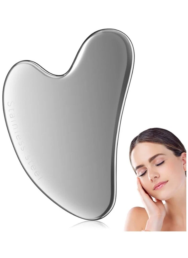 Generic TG Stainless Steel Gua Sha Facial Tool - Gua Sha, Facial, Metal Gua Sha, Skin Tightening, Massage, Gua Sha, Beauty Tool, Body, Eyes, Neck, Massager, With Travel Bag, Skincare Gift  - Image 1