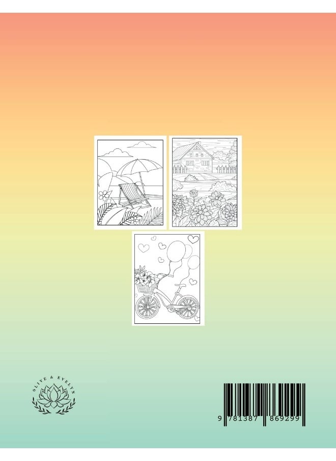 Summer Days Large Print Coloring Book: 40 Easy and Relaxing Summer Coloring Pages for Adults, Seniors and Beginners  - Image 2
