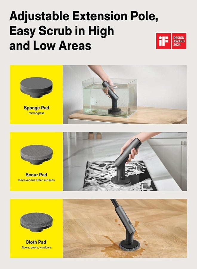 HOTO 3 Pcs Replacement Pads for Cordless Spin Scrubber, Suitable for HOTO Electric Scrubber with Long Handle Only, Power Cleaning Brushes for Bathroom Floor Tile - Image 2