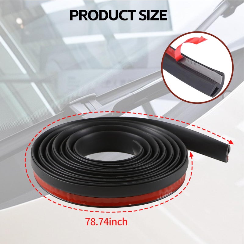 Hbxdeco Car Front Windshield Rubber Seal Strip, 2M/6.5FT Car Weather Stripping Seal Strip, Windshield Window Seal Strip Moulding Trim, Windshield Window Door Seal Rubber Strip - Image 2