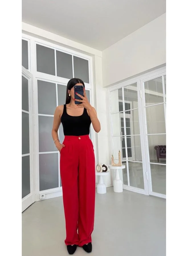 Gaus Red Gold Button Tencel Pants GAUS-01844.