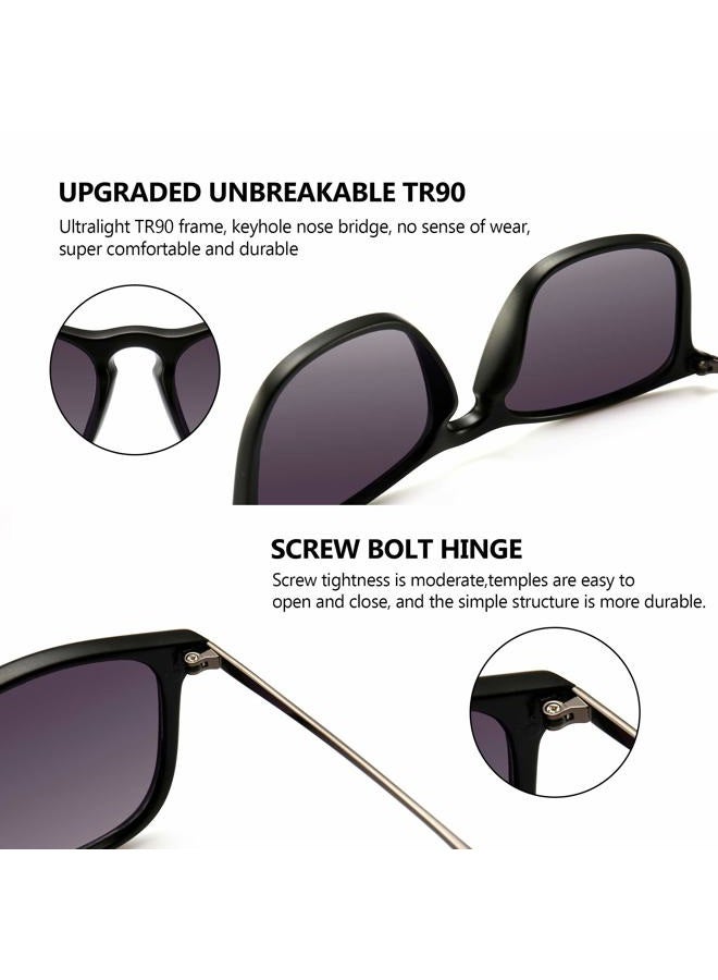 SUNGAIT Classic Square Frame Sunglasses Retro Style for Men Women (Black Frame/Grey Gradient Lens, 54) Composite Frame1509HKH - Image 4