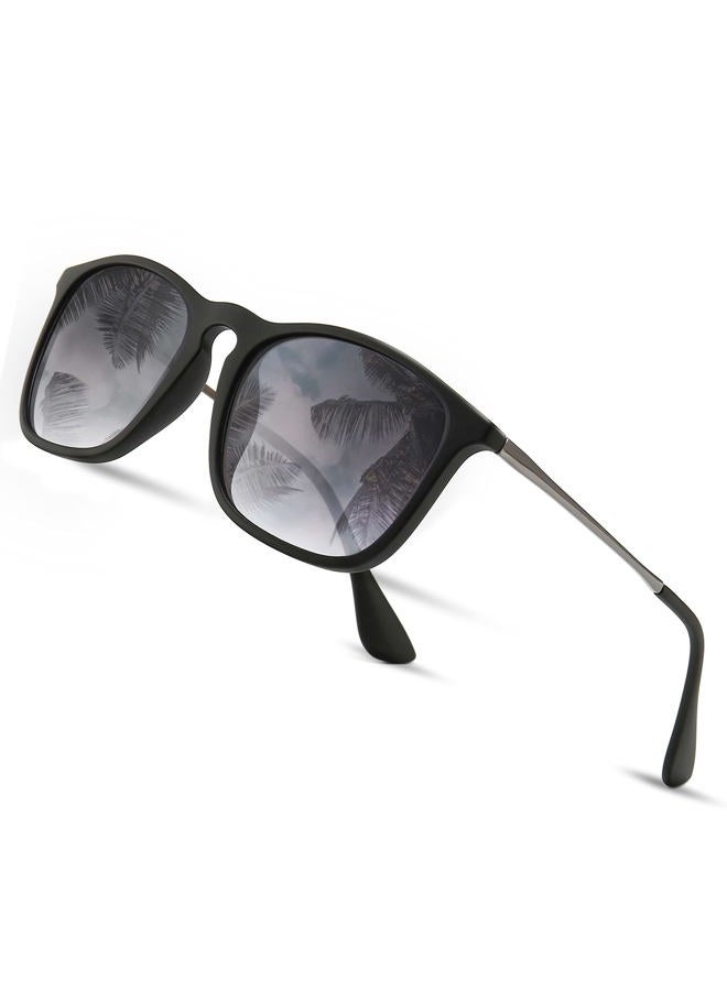 SUNGAIT Classic Square Frame Sunglasses Retro Style for Men Women (Black Frame/Grey Gradient Lens, 54) Composite Frame1509HKH - Image 1