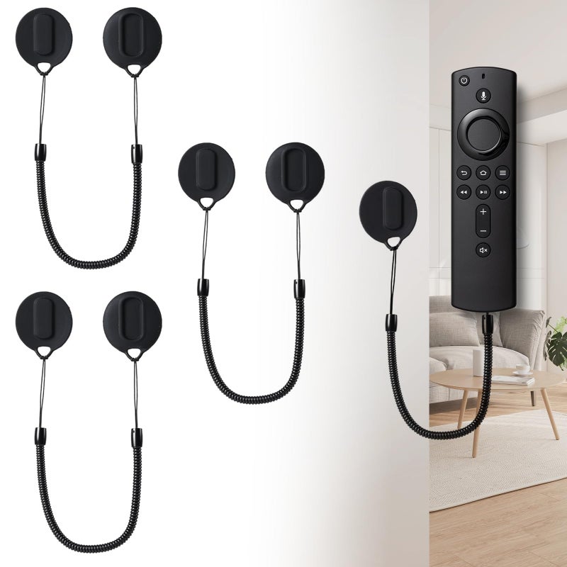 OGNWFUNK 3-Pack Magnetic TV Remote Leash Holders with 47-Inch Extendable Spring Cords â€“ Wall-Mount Adhesive Organizer for Remotes & Small Accessories, Anti-Loss Design, Quick Magnetic Adsorption (Black) - Image 1