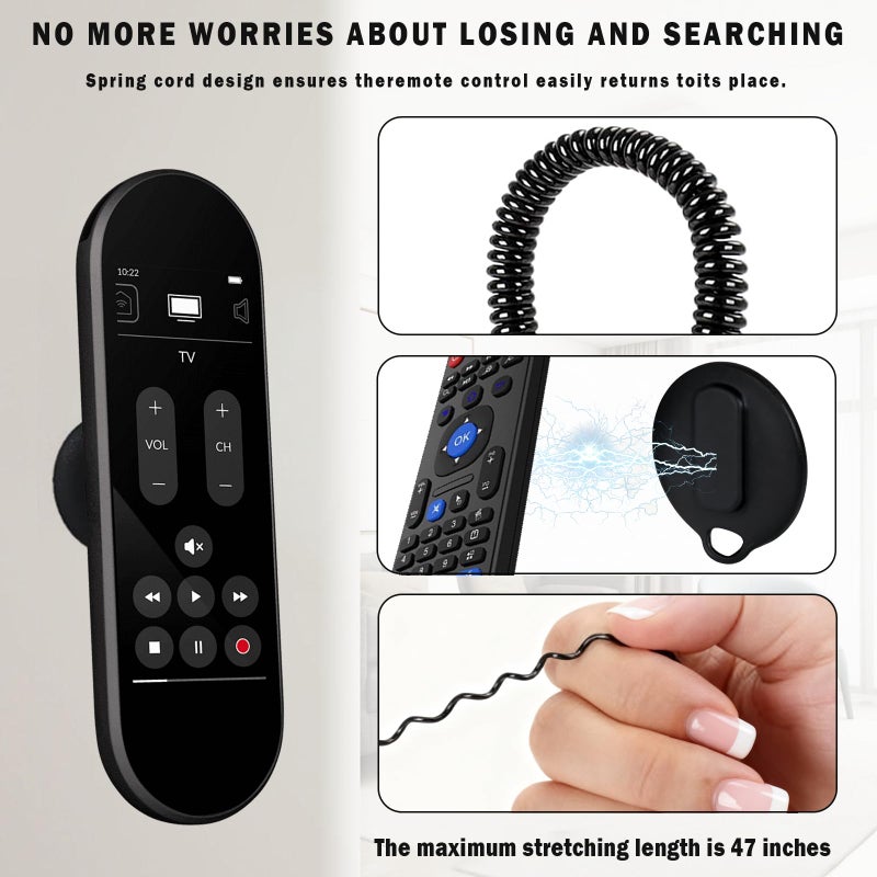OGNWFUNK 3-Pack Magnetic TV Remote Leash Holders with 47-Inch Extendable Spring Cords â€“ Wall-Mount Adhesive Organizer for Remotes & Small Accessories, Anti-Loss Design, Quick Magnetic Adsorption (Black) - Image 2