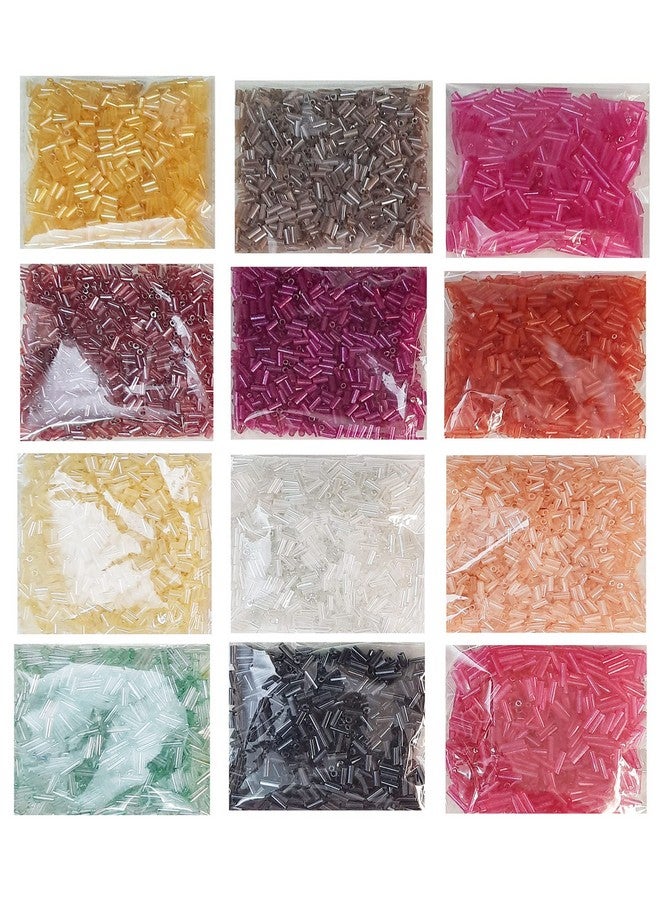 إيشوبي 300 جرام 12 لونًا × 25 جرامًا من خرز الأنابيب الزجاجي متعدد الألوان المقطوع لمجموعة صنع المجوهرات ومواد الفنون والحرف اليدوية للتطريز والقلائد والأساور ومواد صنع الأقراط DIY Ki (9) - Image 1