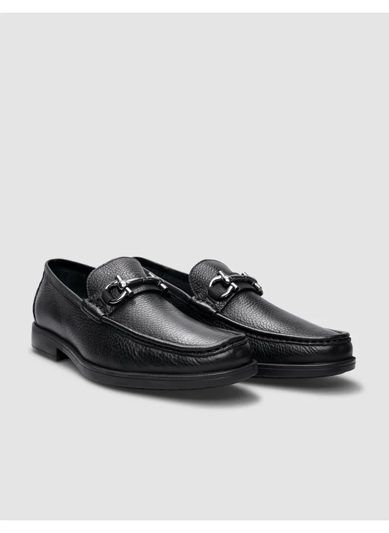 كاباني Leather Black Buckle Men's Casual Shoes