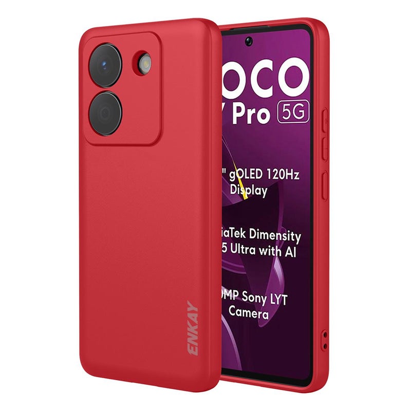 إنكاي جراب هاتف Xiaomi Poco M7 Pro من السيليكون السائل الناعم المقاوم للصدمات (أحمر) - Image 1