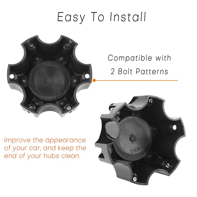 GTOWNWORKS 4.49in Wheel Center Caps for Ballistic Black Center Cover Replacement, 4 Pack, 6 lugs - Image 4