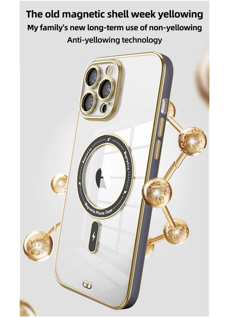 Color Fans - Clear Magnetic Case for iPhone 14 Pro Max Case 6.7 inch Compatible with MagSafe Plating Soft Edge Bumper Anti-Scratch Translucent Back Cover Purple - Image 1