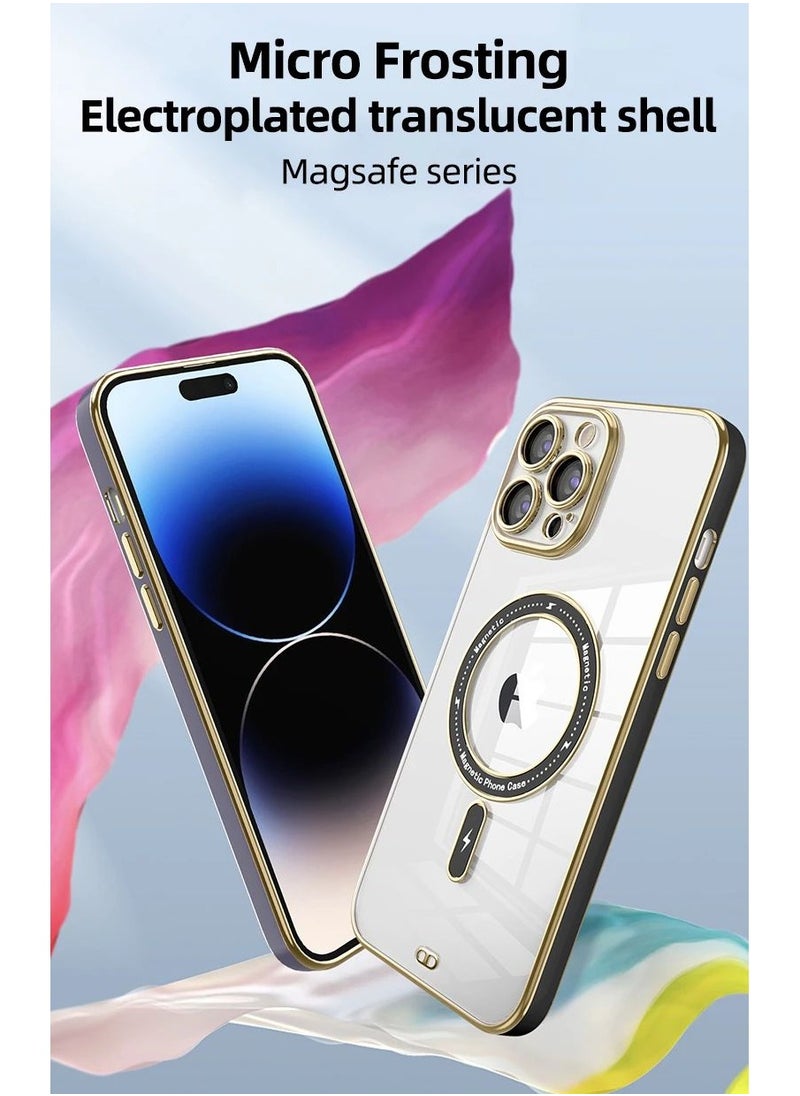 Color Fans - Clear Magnetic Case for iPhone 14 Pro Max Case 6.7 inch Compatible with MagSafe Plating Soft Edge Bumper Anti-Scratch Translucent Back Cover Purple - Image 1
