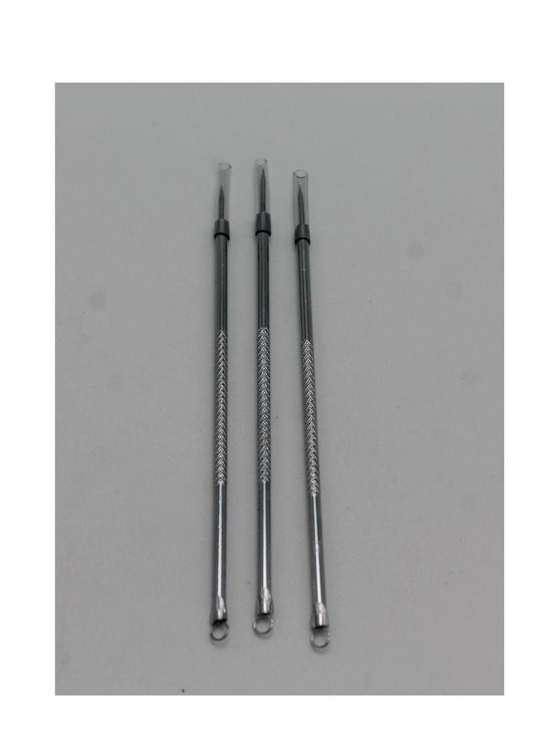 إحساس مجموعة إبر لإزالة الحبوب والبثور والرؤوس السوداء من 3 قطع فضي - Image 1