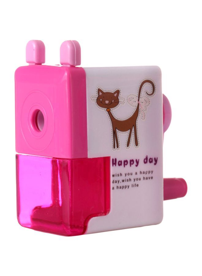 NIBEMINENT Simplicity Cartoon Cat Printed Manual Pencil Sharpener Pink - Image 1