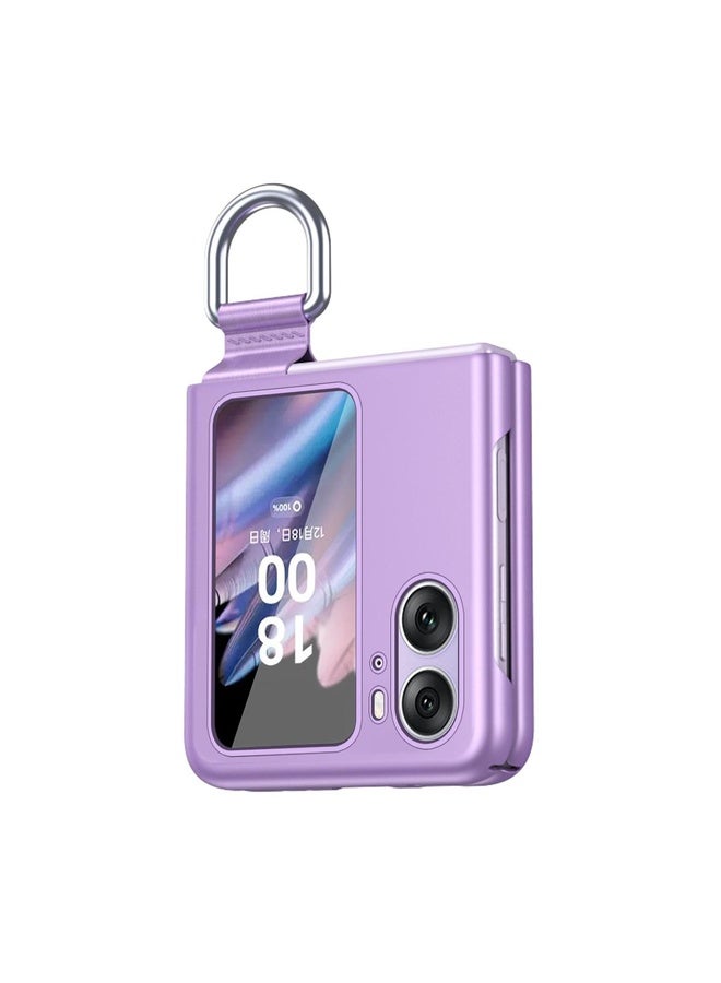 HuHa Case Cover For OPPO Find N2 Flip Skin Feel Ultra-thin Ring Buckle Shockproof Phone Case(Purple) - Image 2