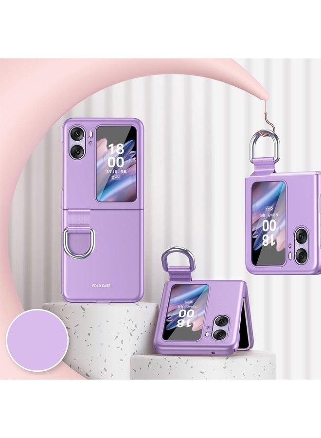 HuHa Case Cover For OPPO Find N2 Flip Skin Feel Ultra-thin Ring Buckle Shockproof Phone Case(Purple) - Image 1