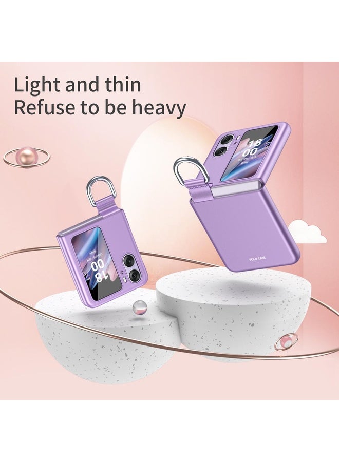 HuHa Case Cover For OPPO Find N2 Flip Skin Feel Ultra-thin Ring Buckle Shockproof Phone Case(Purple) - Image 5