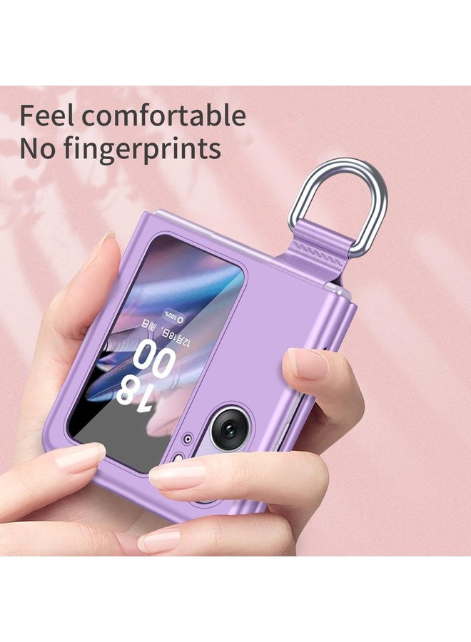 HuHa Case Cover For OPPO Find N2 Flip Skin Feel Ultra-thin Ring Buckle Shockproof Phone Case(Purple) - Image 3