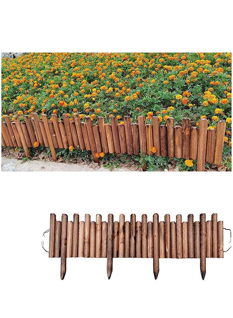 LINGWEI Decorative Wooden Garden Fence Interlocking Border Panels Garden Edging Landscape Picket Border Solid Fence Panels Carbonized Wood Lawn Patio Fencing Barrier - Image 1